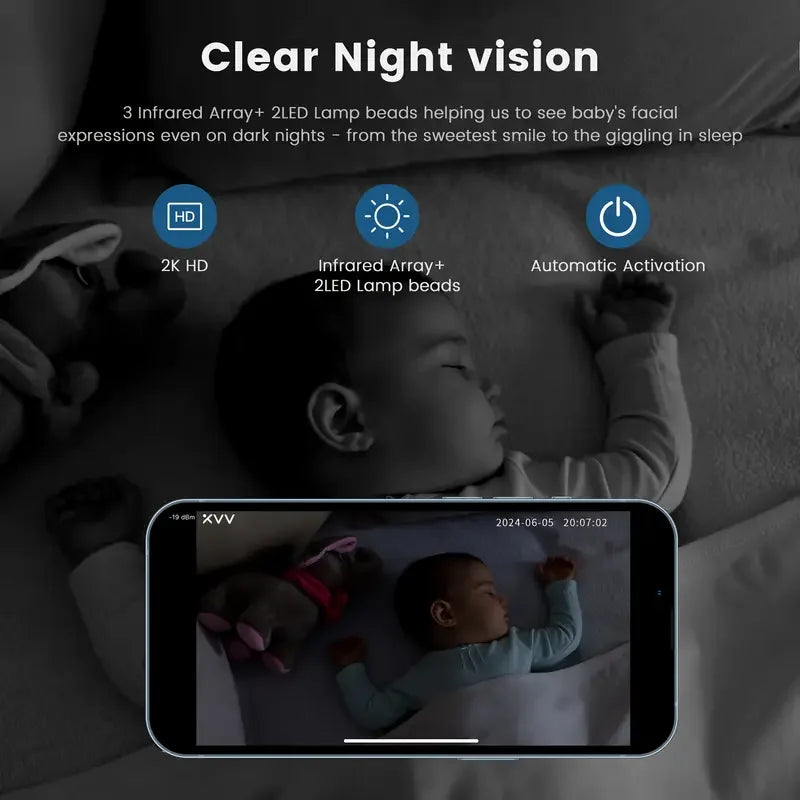 4MP 2K WiFi Baby Monitor with Night Vision