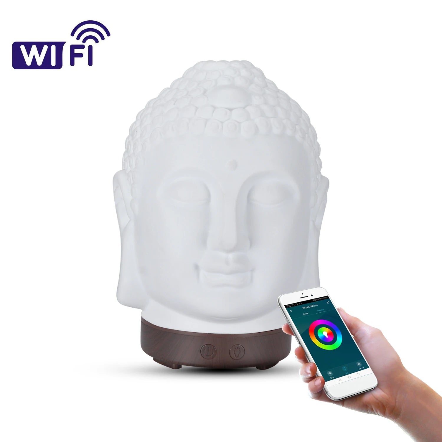 Wifi Control Air Humidifier Aroma Essential Oil Diffuser 7 Colors LED Night Light Cool Buddha Mist Maker Aromatherapy For Home
