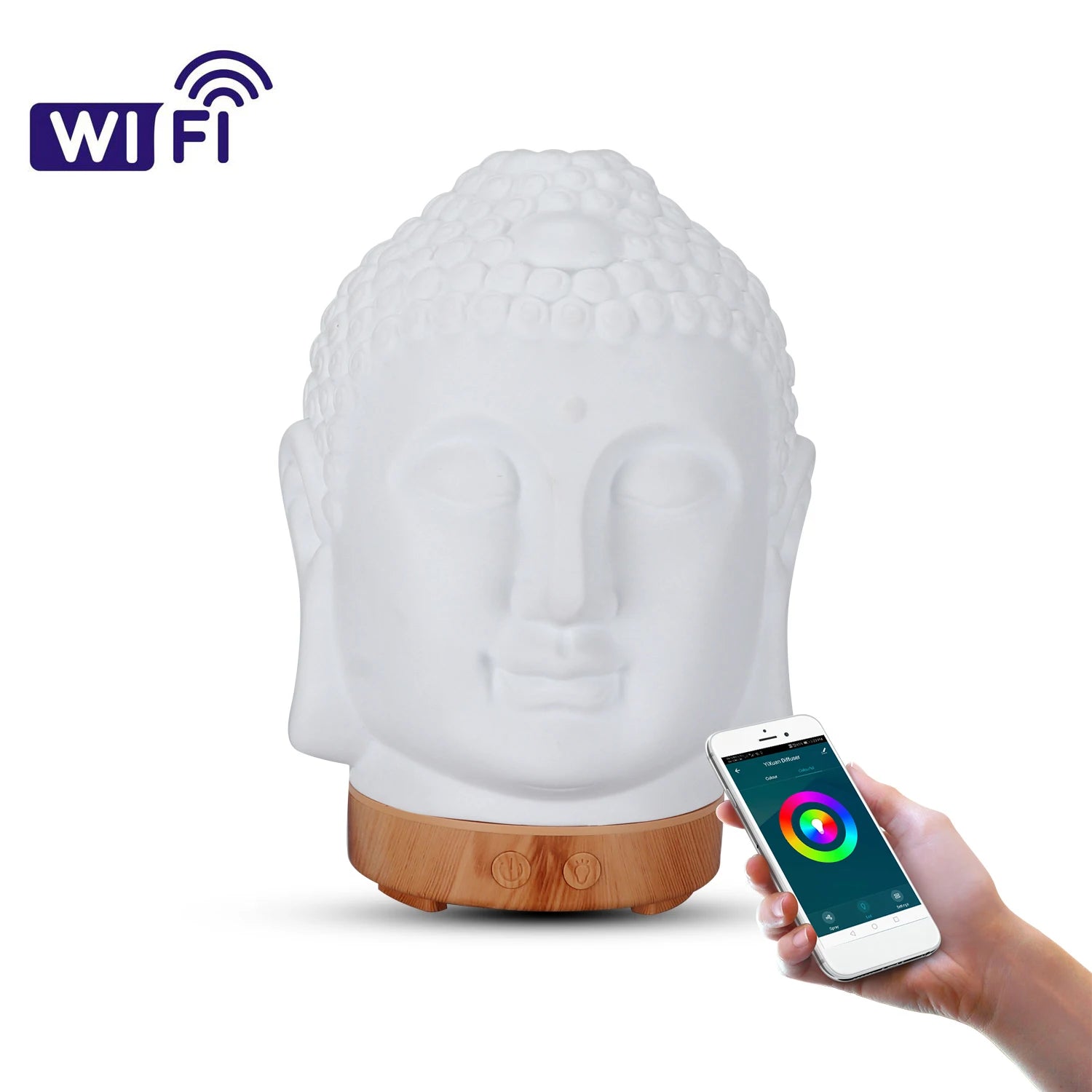 Wifi Control Air Humidifier Aroma Essential Oil Diffuser 7 Colors LED Night Light Cool Buddha Mist Maker Aromatherapy For Home