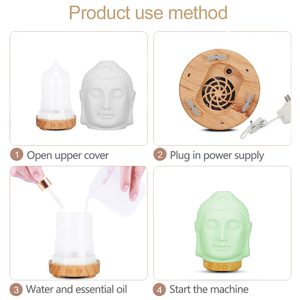 Wifi Control Air Humidifier Aroma Essential Oil Diffuser 7 Colors LED Night Light Cool Buddha Mist Maker Aromatherapy For Home