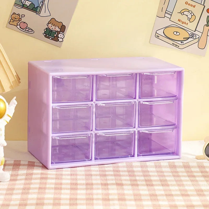 9-Grid Transparent Desktop Drawer Organizer