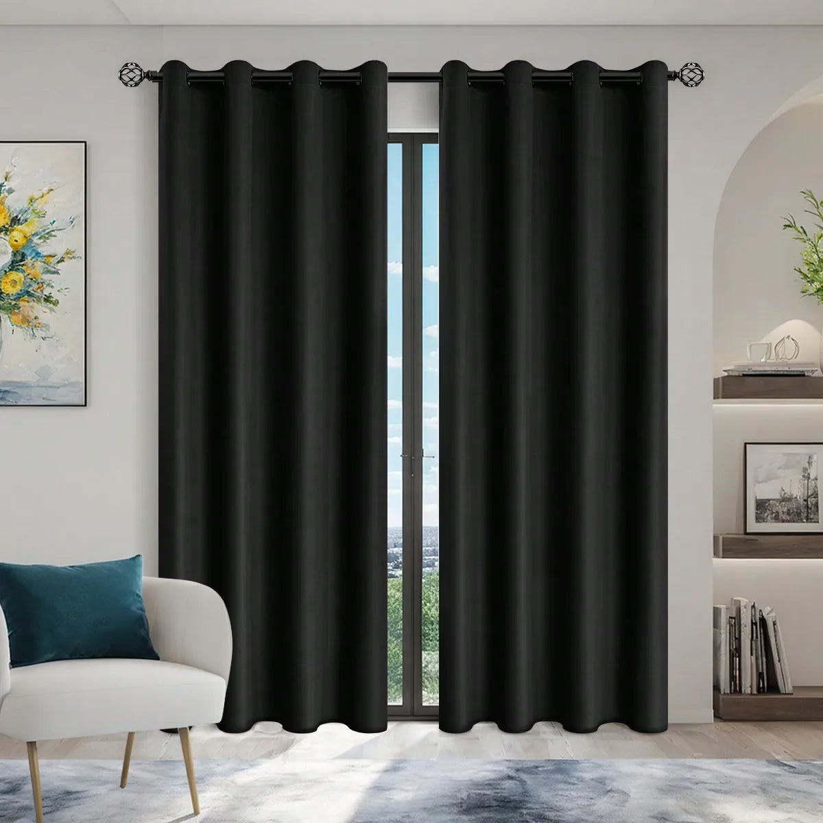 Solid 100% Blackout Curtain with Grommets
