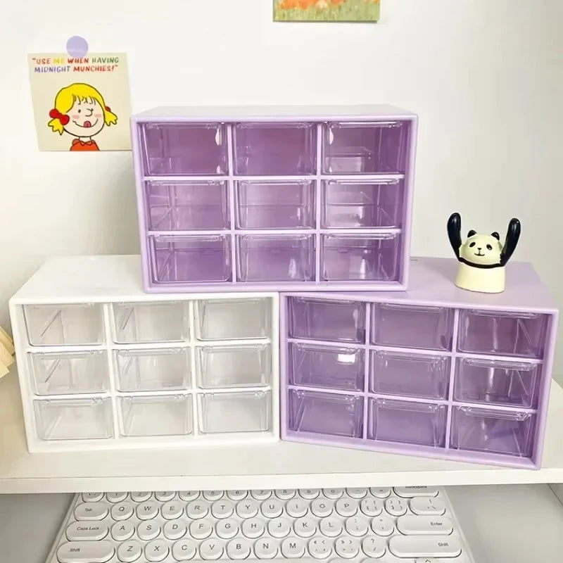 9-Grid Transparent Desk Drawer Organizer