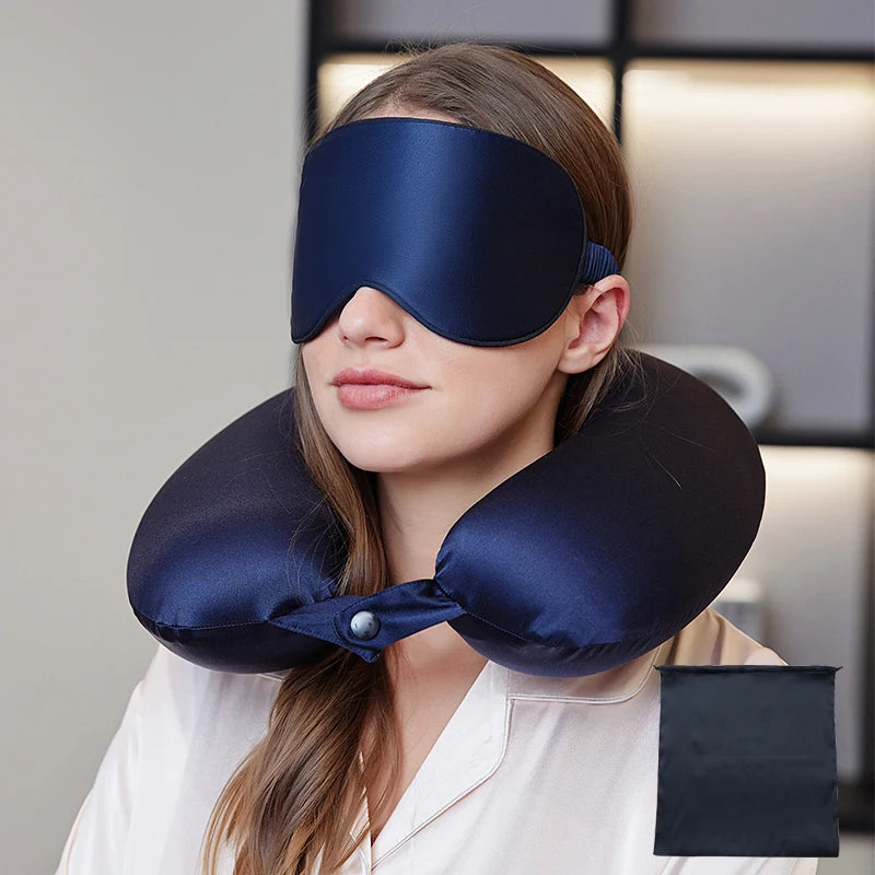 Silk Memory Foam U-Shaped Travel Neck Pillow