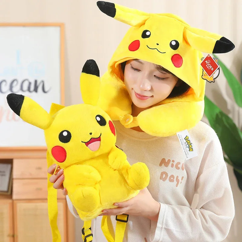 Pikachu Hooded U-Shaped Travel Neck Pillow