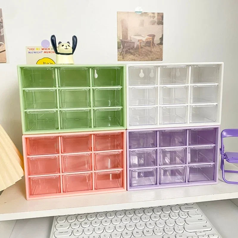 9-Grid Transparent Desktop Drawer Organizer