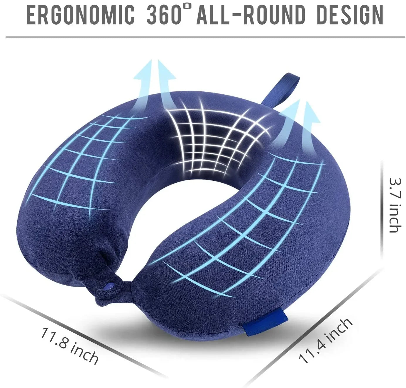 Memory Foam Travel Neck Pillow with Snap Strap