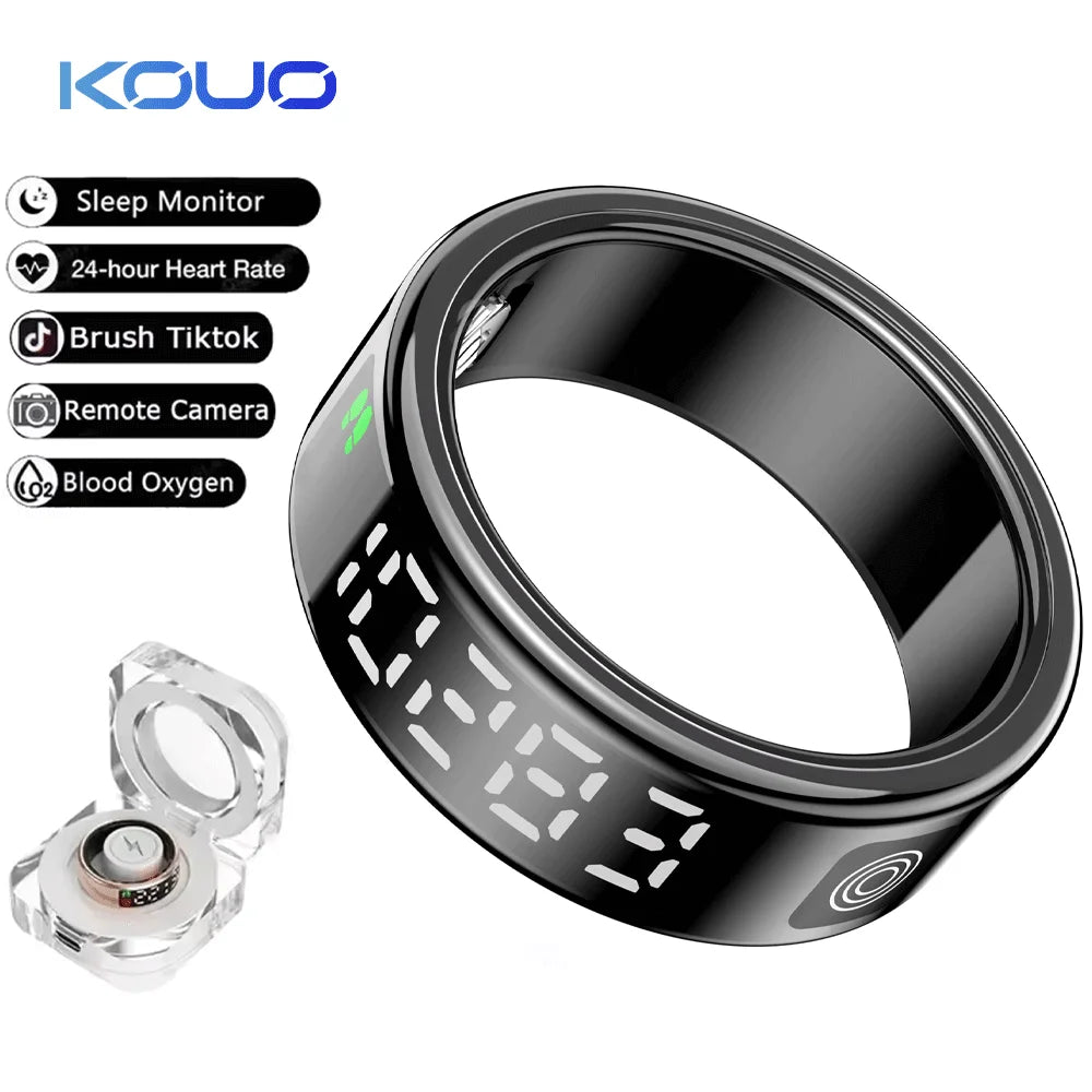 Smart Ring with Charging Box & Health Tracker