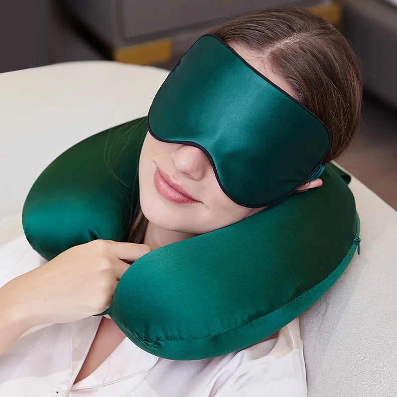 Silk Memory Foam U-Shaped Travel Neck Pillow