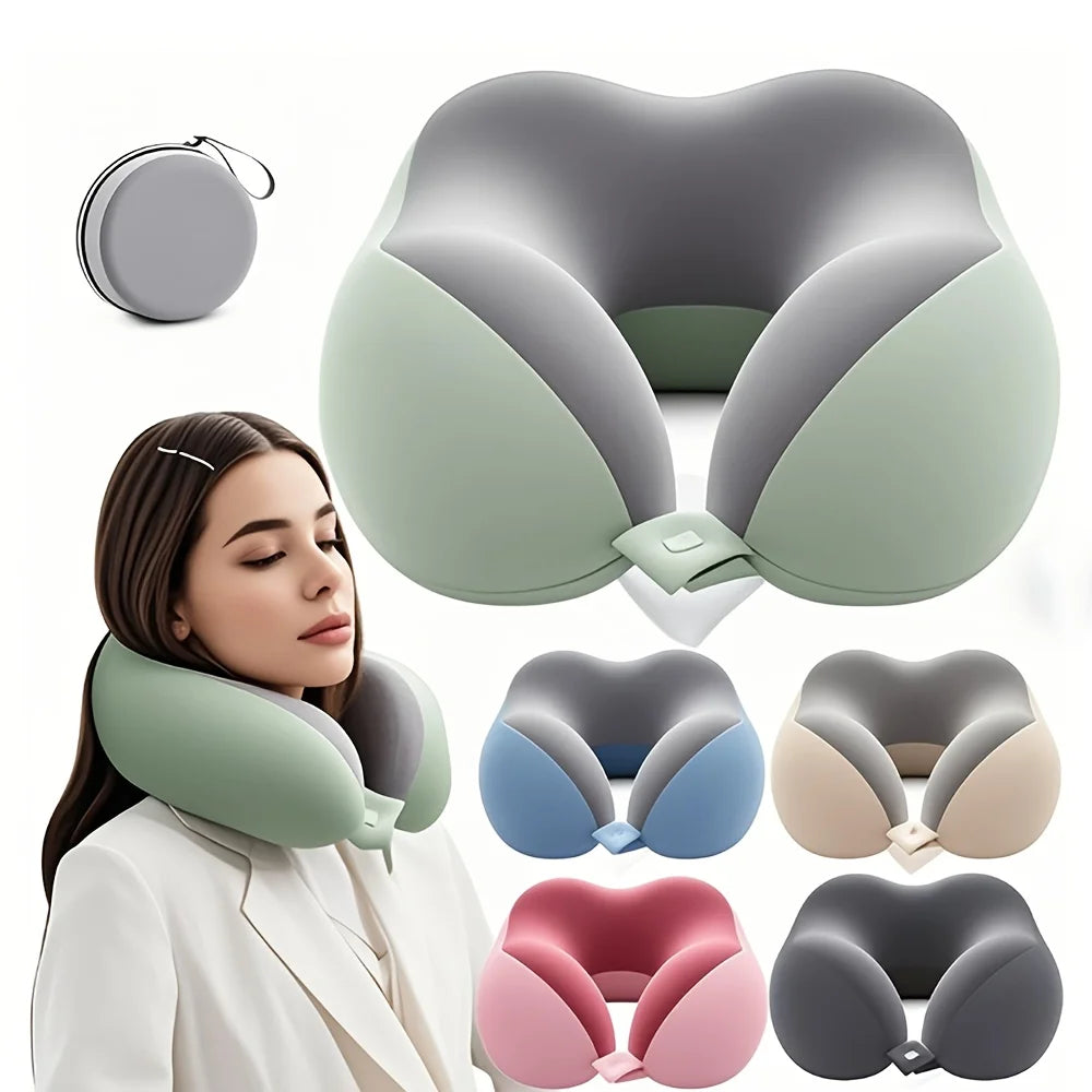 U-Shaped Travel Neck Pillow with Storage Bag