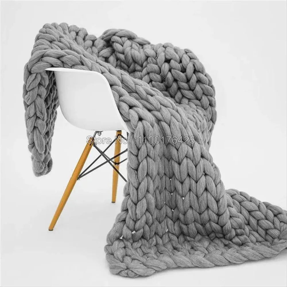 Grey Chunky Knitted Blanket