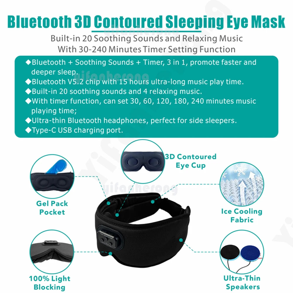 3D Bluetooth Sleep Mask with Earphones