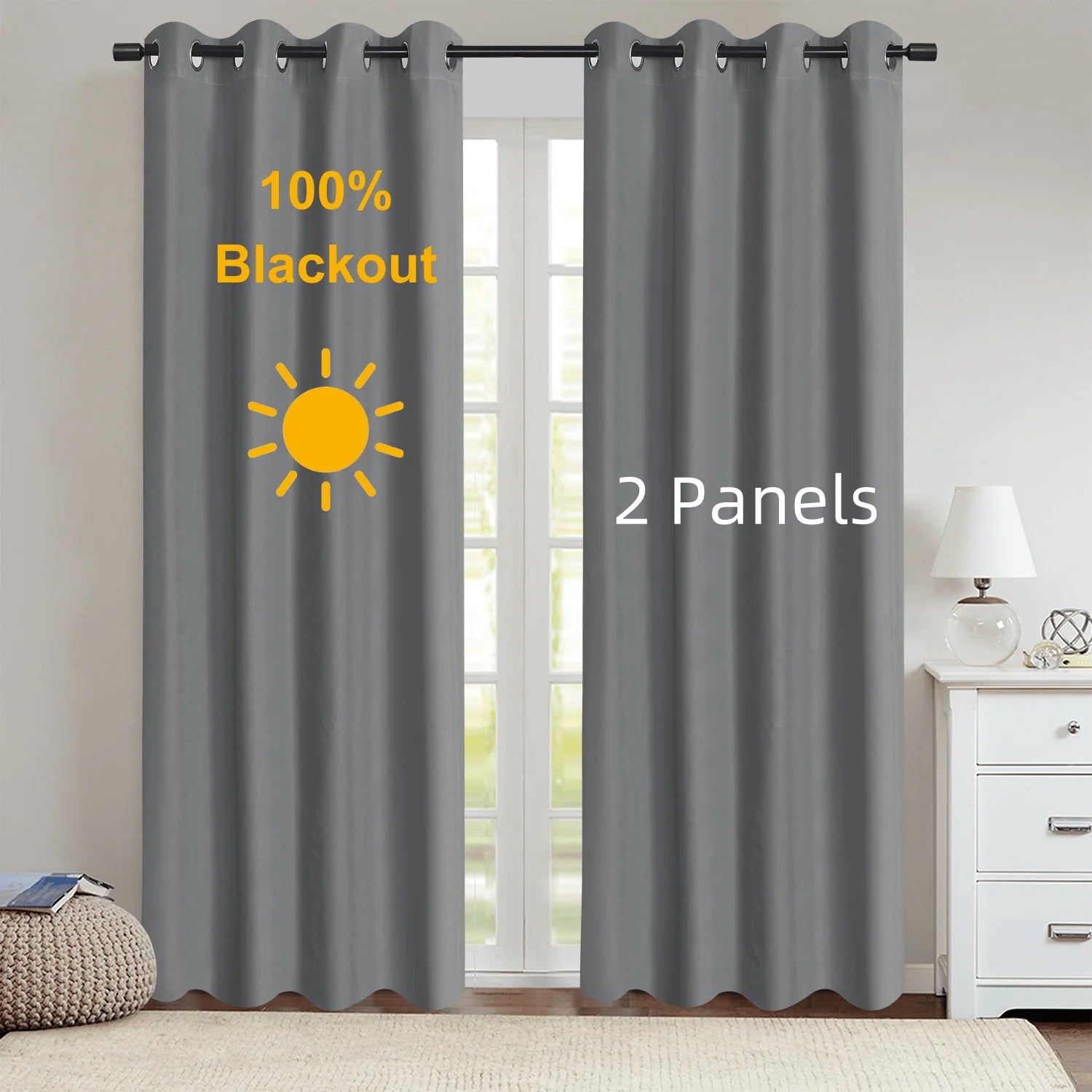 2PCS Modern 100% Blackout Curtains Set