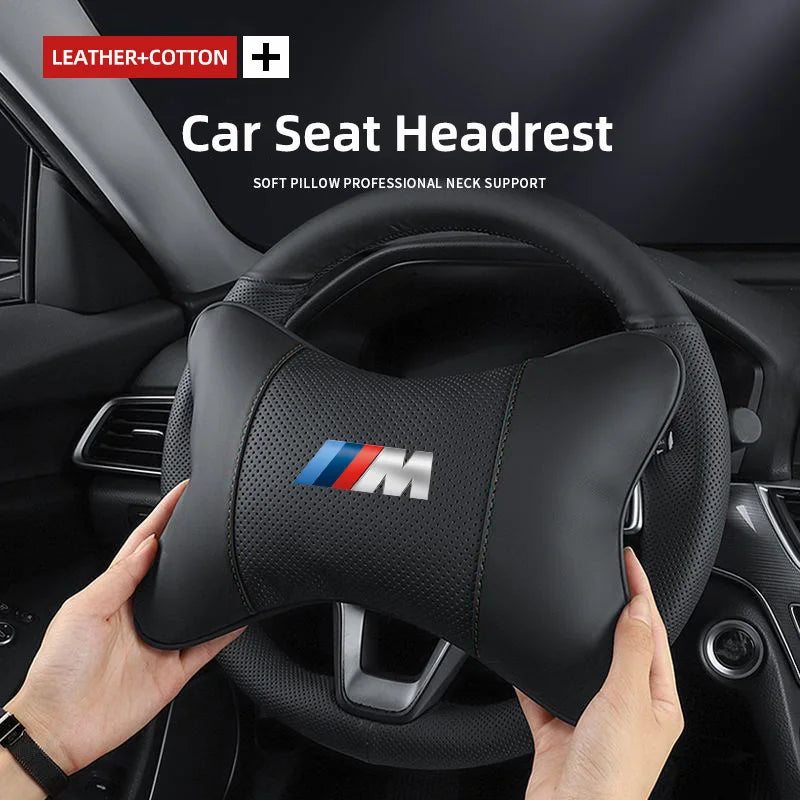 Leather Car Headrest Neck Pillow for BMW