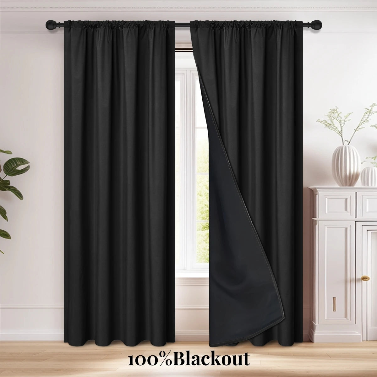 100% Blackout Rod Pocket Curtain Panel