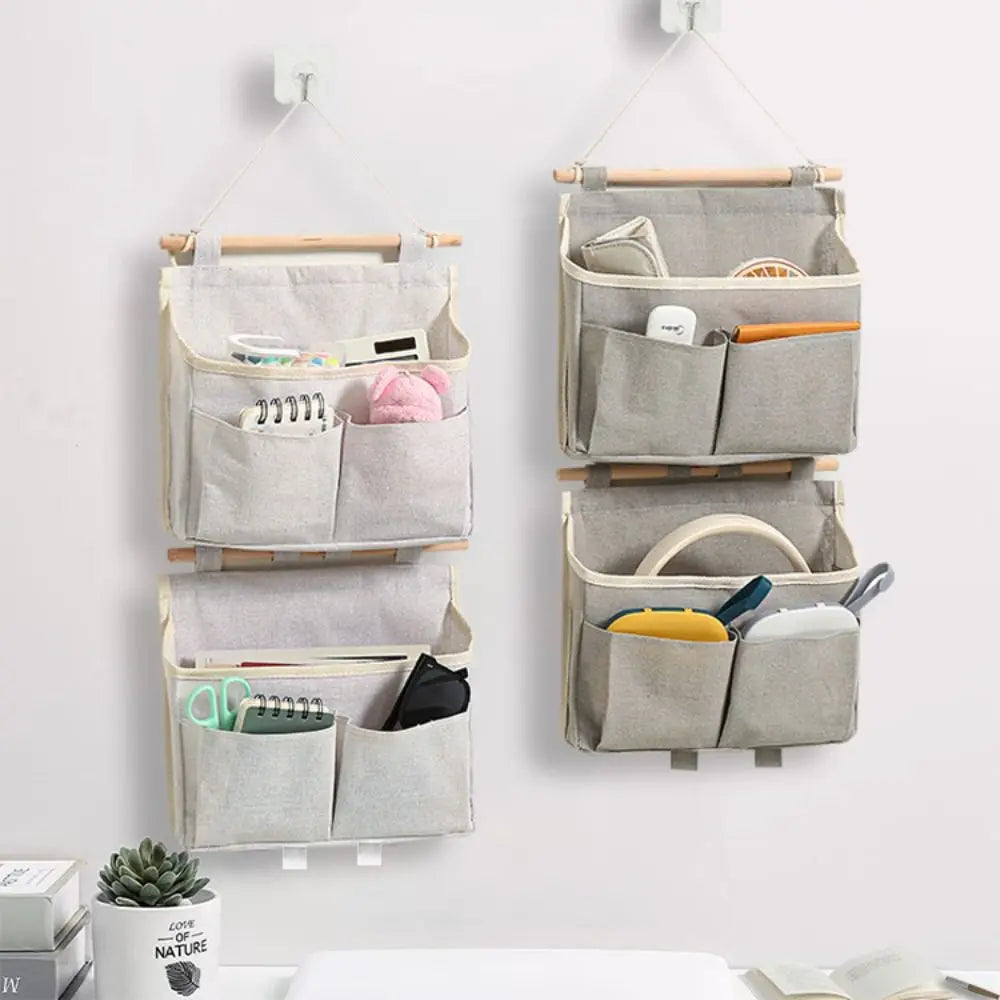 Wall-Mounted Bedside Organizer – Multi Pocket