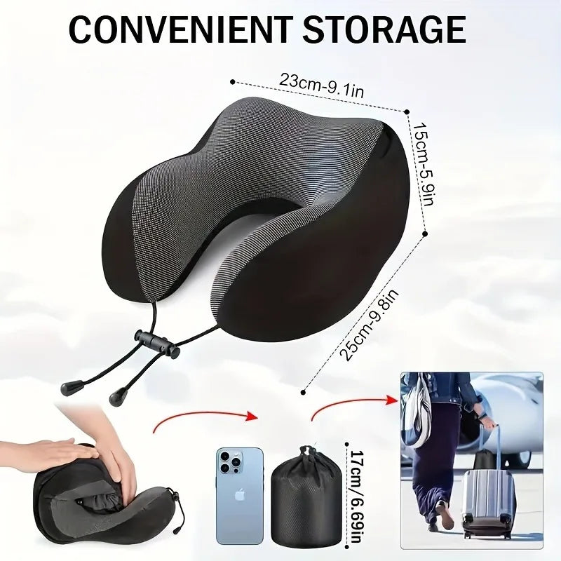 Hooded Memory Foam U-Shaped Travel Pillow