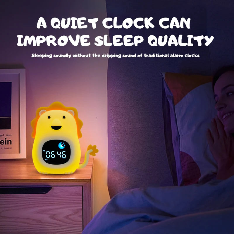 Night Light Clock Cat Baby Sleeping Training Musical Alarm Clock Led Night Table Light Children Sleep Training