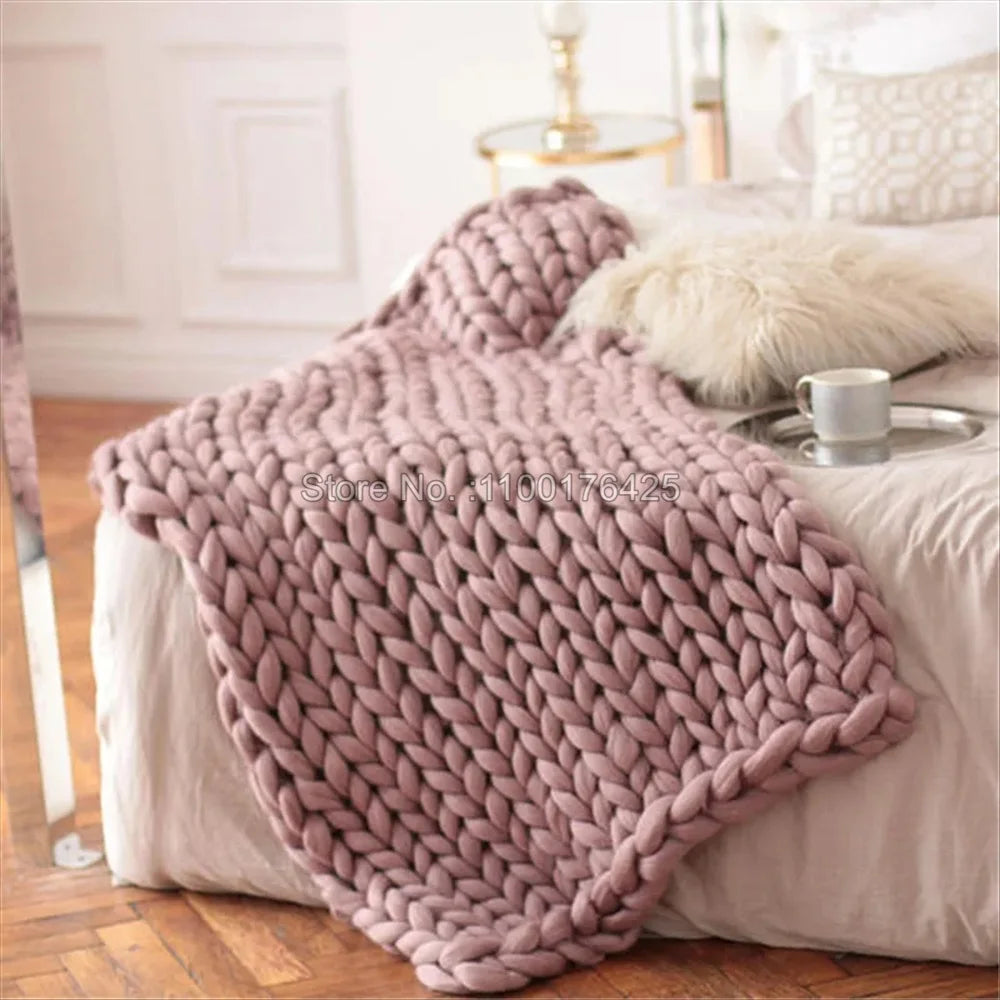 Grey Chunky Knitted Blanket