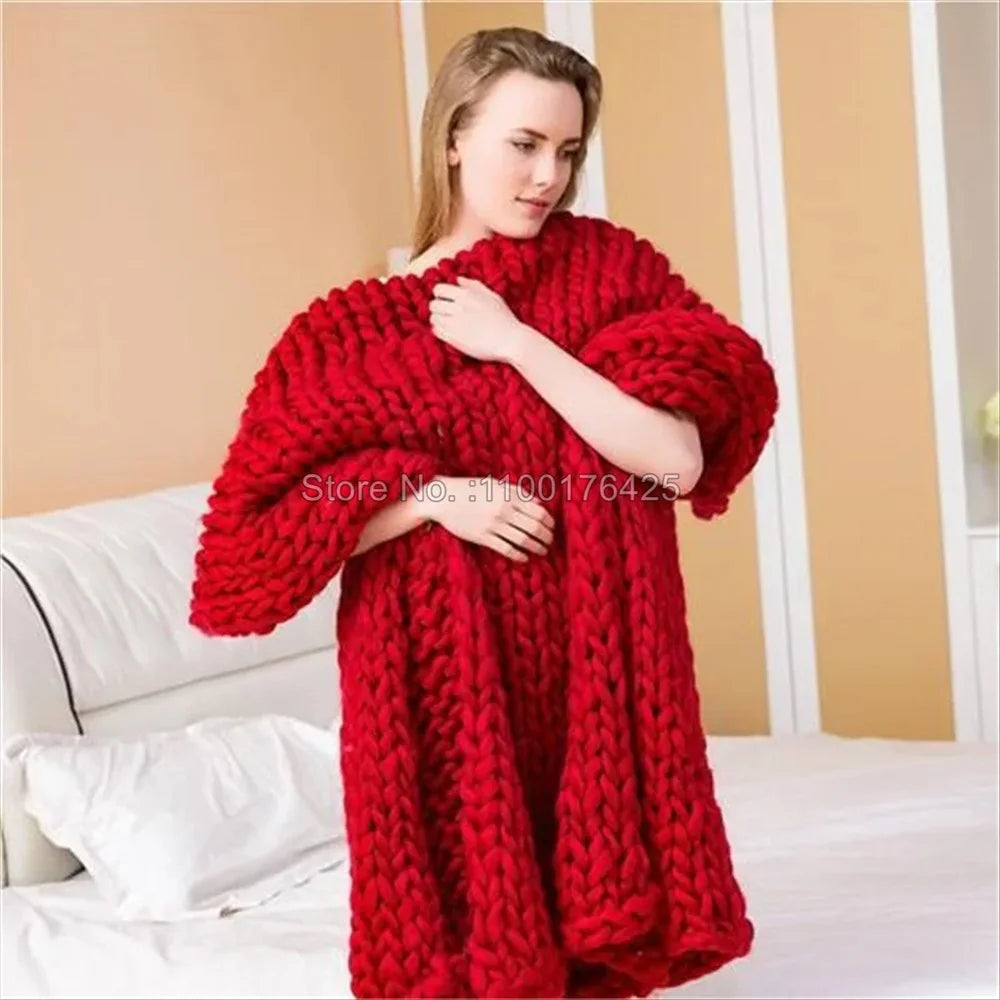 Grey Chunky Knitted Blanket