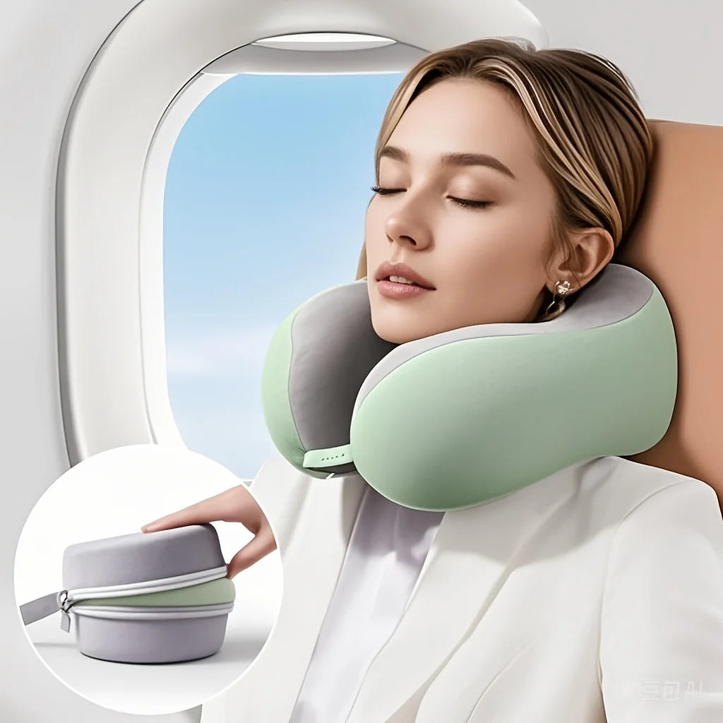 U-Shaped Travel Neck Pillow with Storage Bag