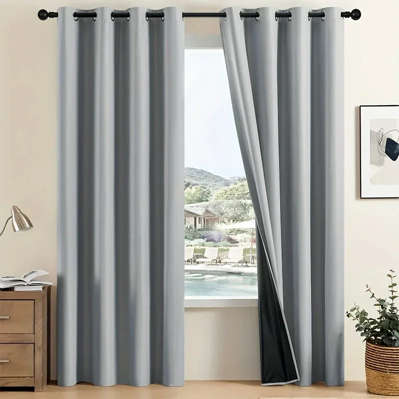 2PCS Modern 100% Blackout Curtains Set