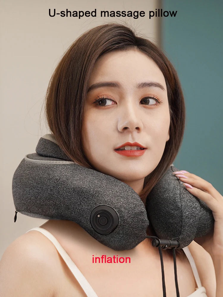 Inflatable U-Shaped Neck Massager Pillow