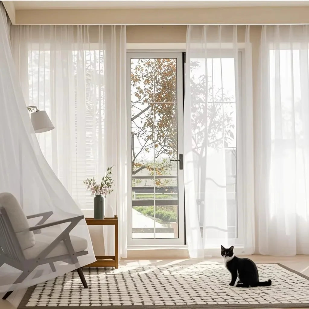 Custom White Sheer Curtains – Living Room