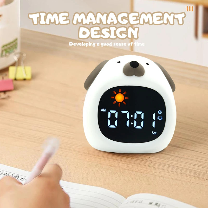 Night Light Clock Cat Baby Sleeping Training Musical Alarm Clock Led Night Table Light Children Sleep Training