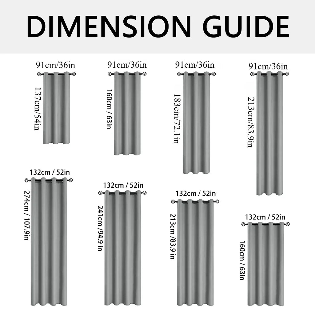2 Panels Solid 100% Blackout Curtains