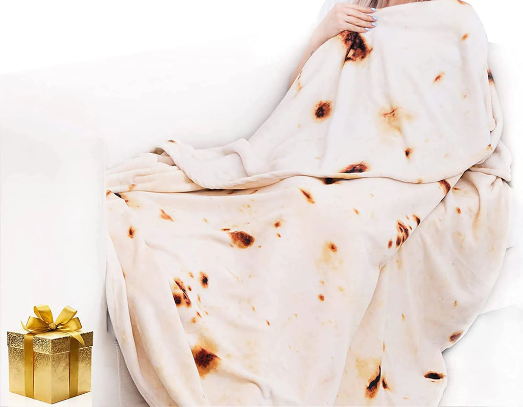 Burrito Tortilla Flannel Throw Blanket