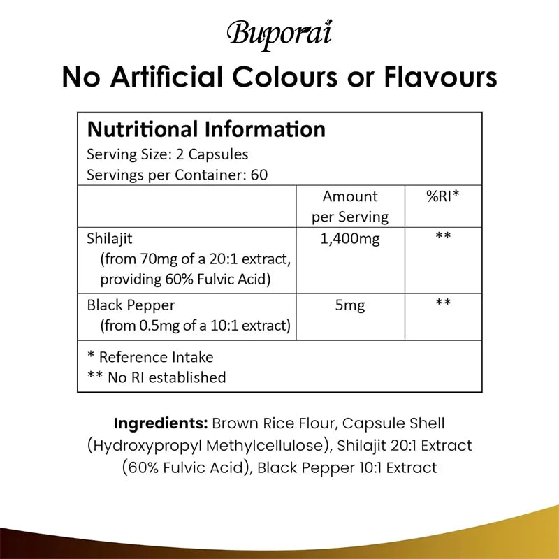 Shilajit Capsules 1400mg – Energy & Immunity