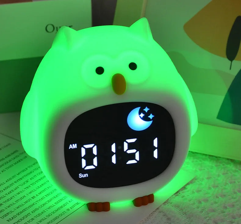 Night Light Clock Cat Baby Sleeping Training Musical Alarm Clock Led Night Table Light Children Sleep Training