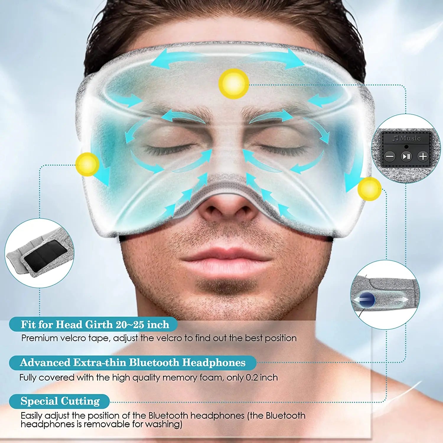 Bluetooth 5.2 Sleep Mask with White Noise