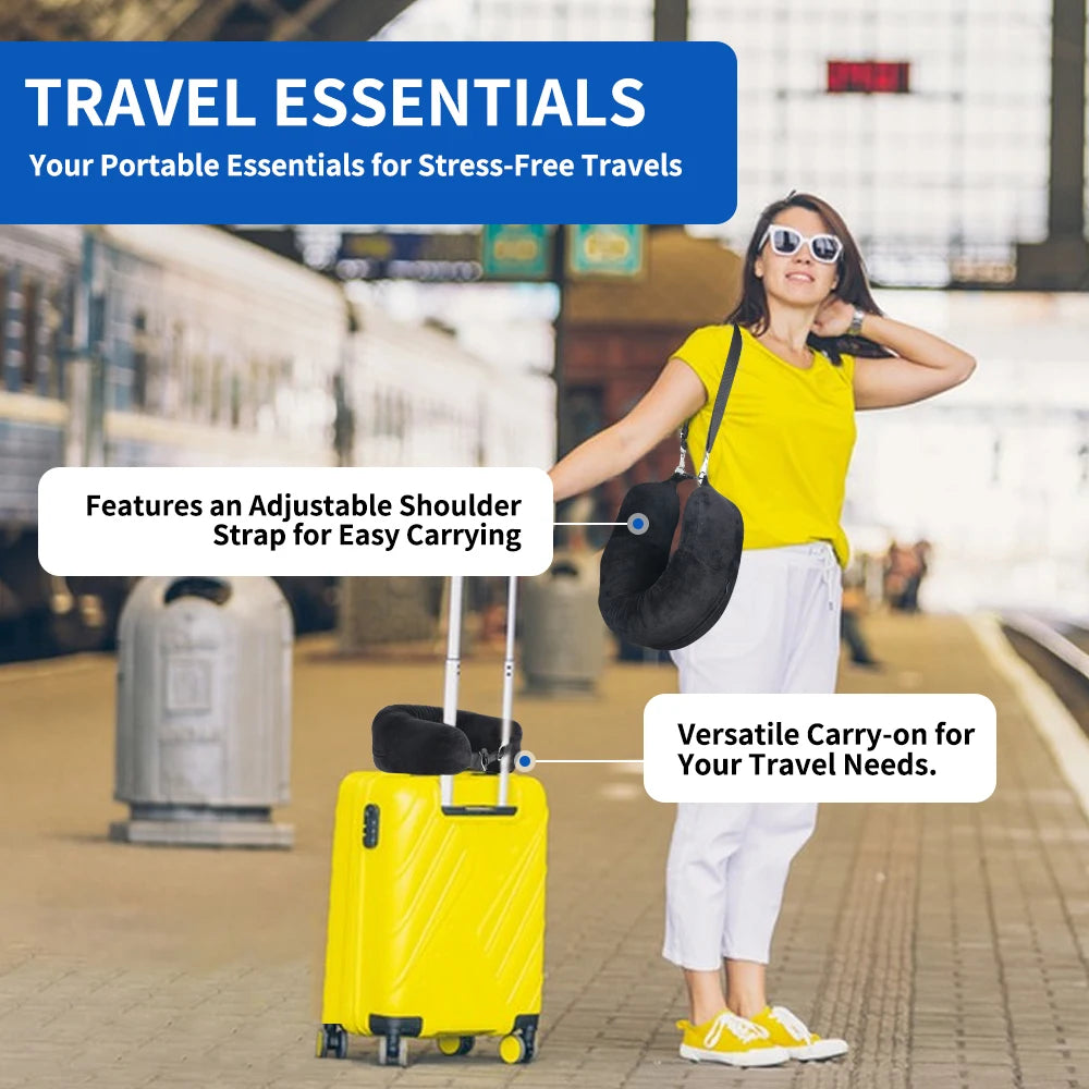 U-Shaped Travel Neck Pillow with Storage Bag