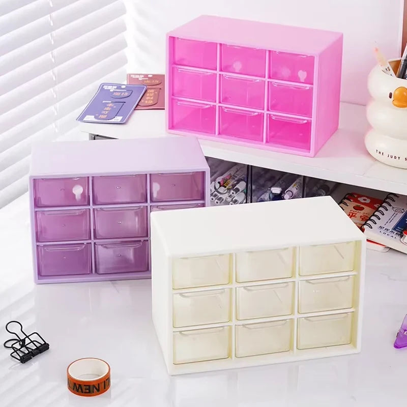 9-Grid Transparent Desk Drawer Organizer