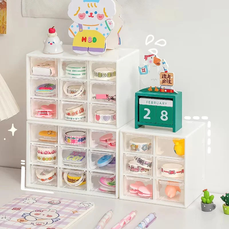 9-Grid Transparent Desk Drawer Organizer