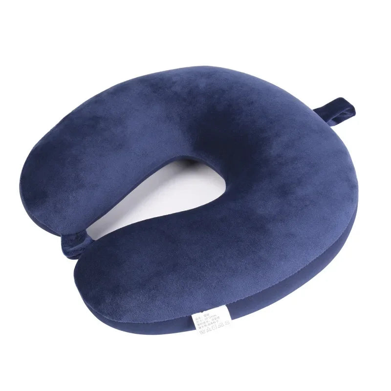 Memory Foam Travel Neck Pillow with Snap Strap