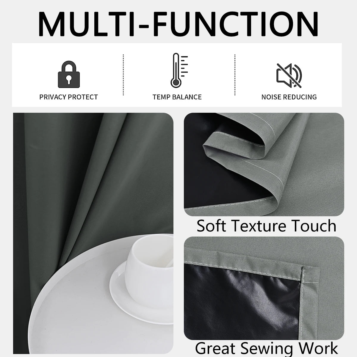2PCS Modern 100% Blackout Curtains Set
