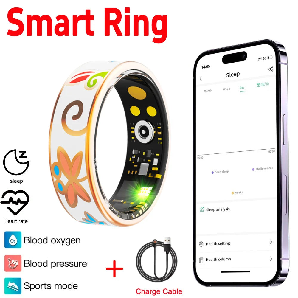 Color Enamel Smart Ring Health Tracker