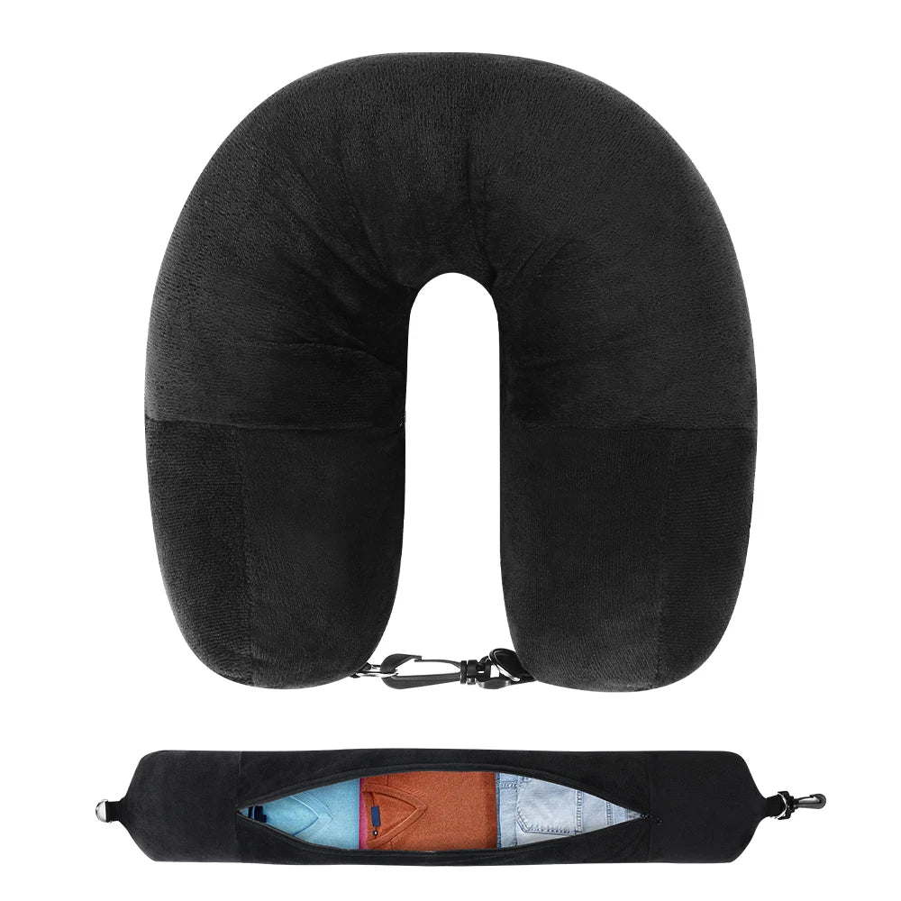 U-Shaped Travel Neck Pillow with Storage Bag