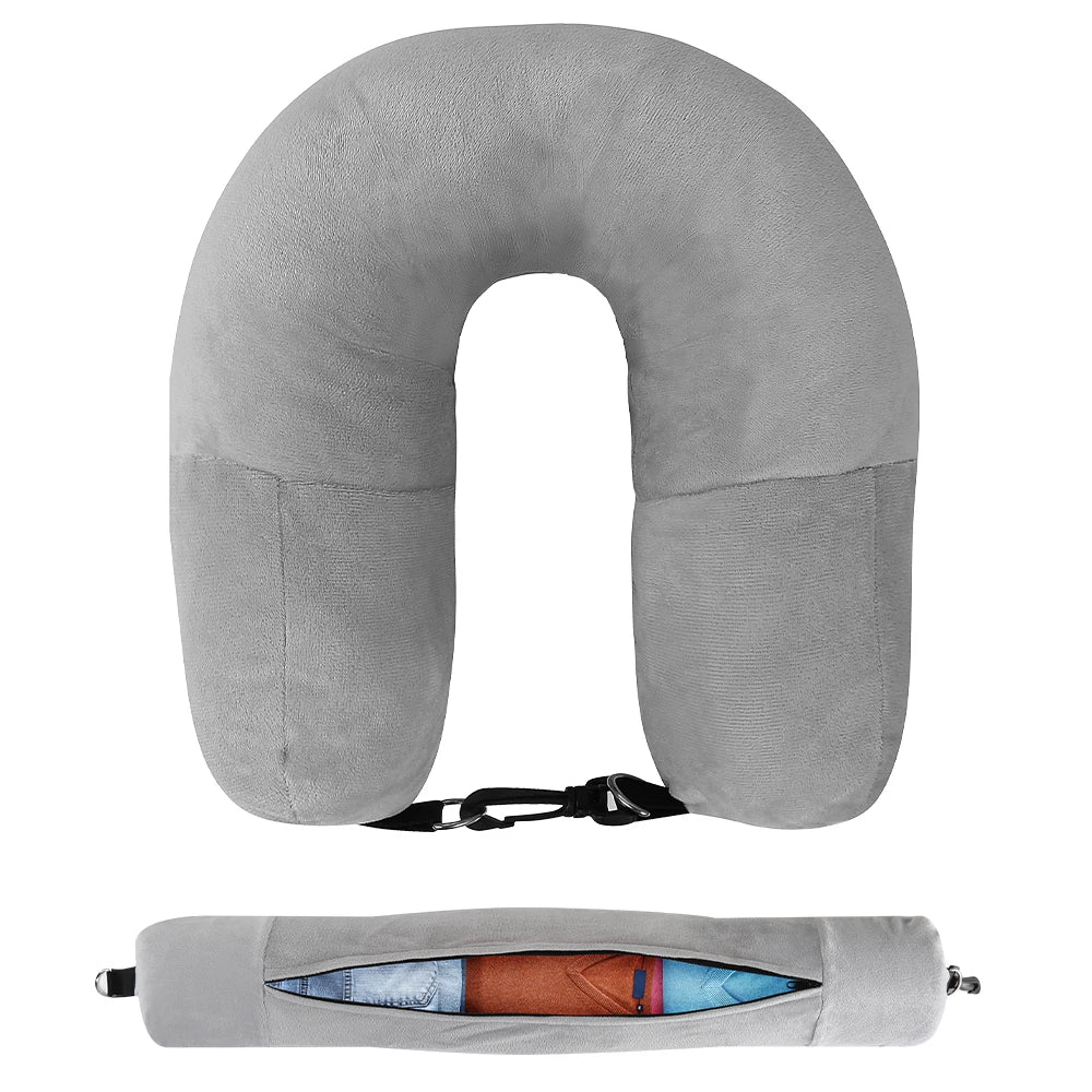 U-Shaped Travel Neck Pillow with Storage Bag