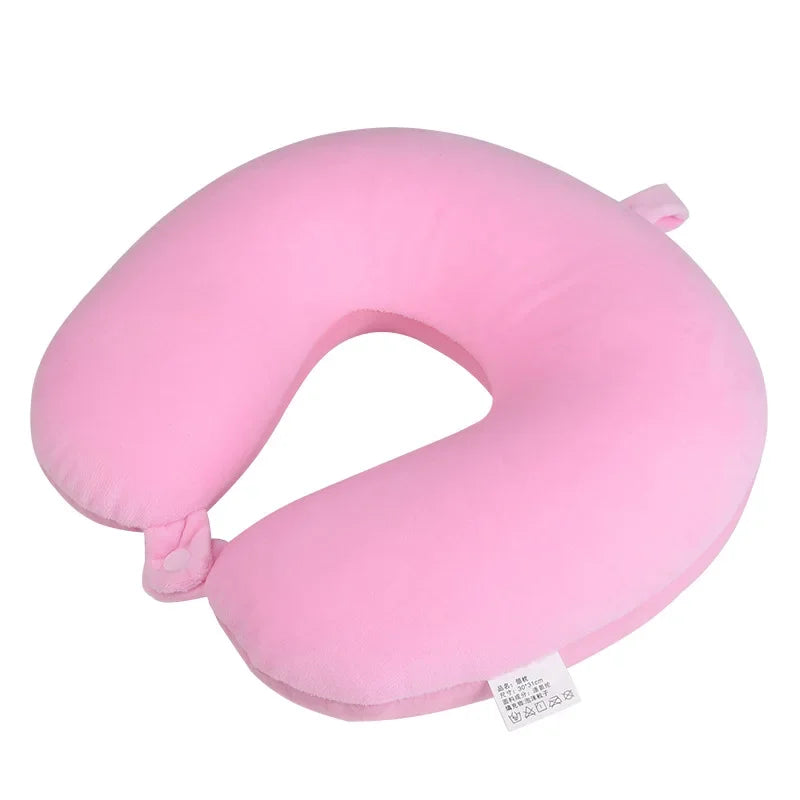 Memory Foam Travel Neck Pillow with Snap Strap