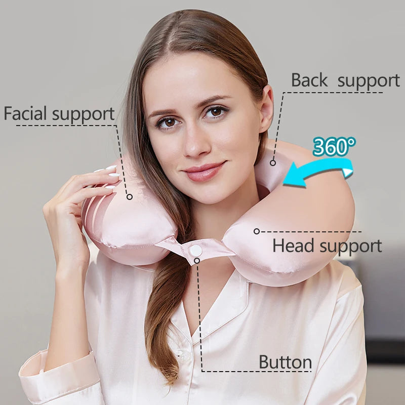 Silk Memory Foam U-Shaped Travel Neck Pillow
