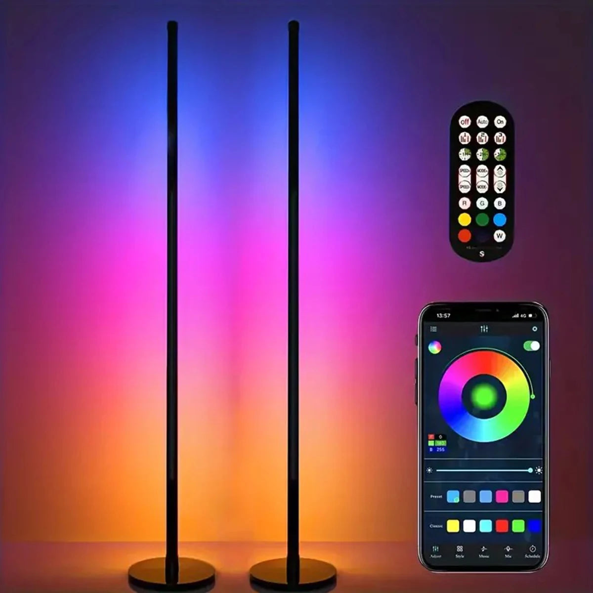 EISSLOLY 2PCS RGB Smart Floor Lamp