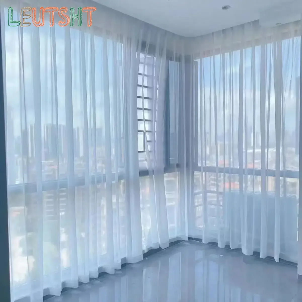 Custom White Sheer Curtains – Living Room