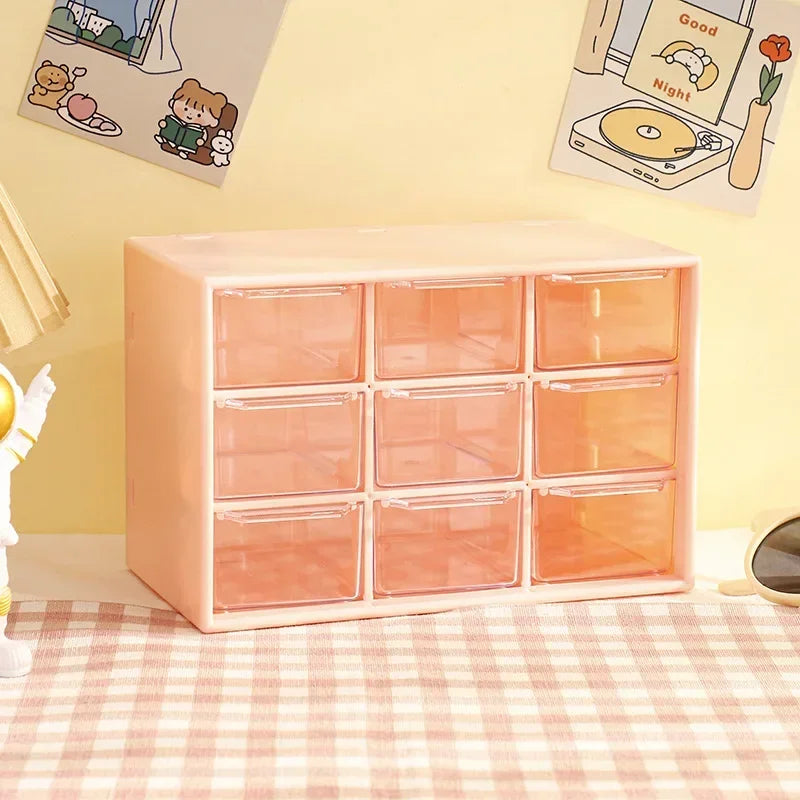 9-Grid Transparent Desktop Drawer Organizer