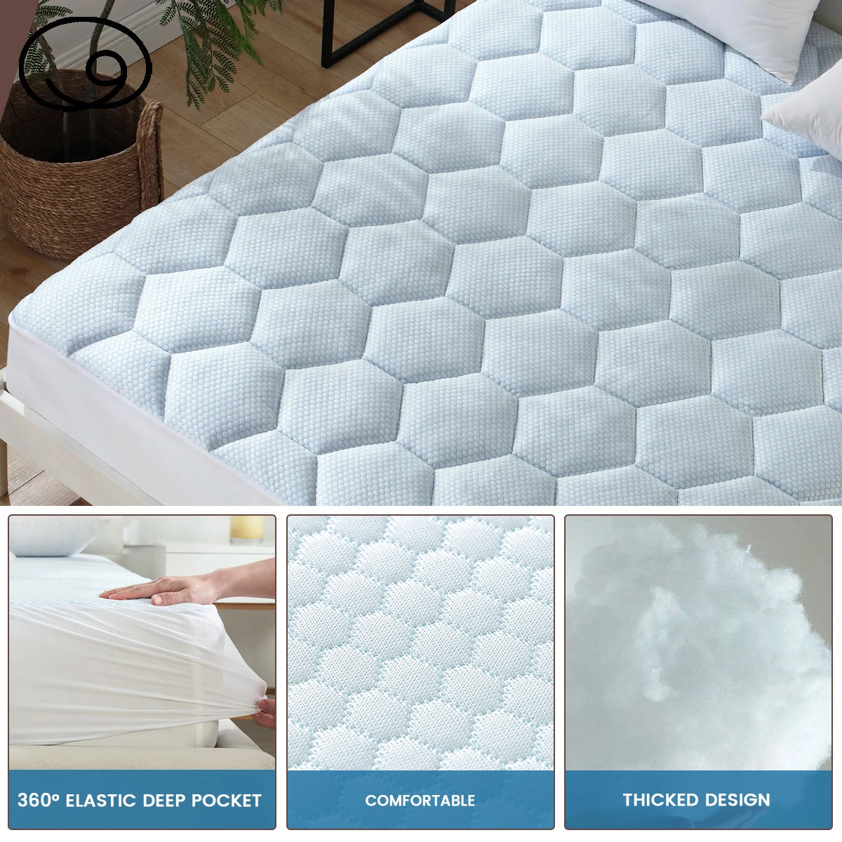 Cooling Waterproof Fitted Mattress Topper