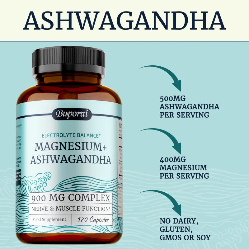 Magnesium + Ashwagandha Capsules 900mg