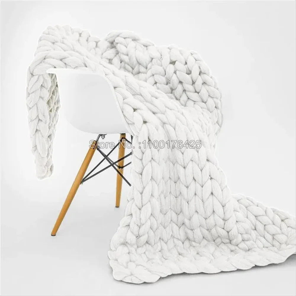 Grey Chunky Knitted Blanket